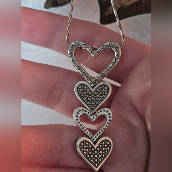 Brighton Fall in Love Heart Pave Crystal Necklace w / Scroll work - Picture 2 of 7